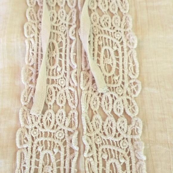 Spence Boho Tunic Top Women's Sz M Tan Adjustable Tie 3/4 Sleeve Pullover Lace - Picture 11 of 16